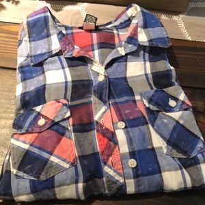 Torrids long sleeve, button up plaid shirt size 00